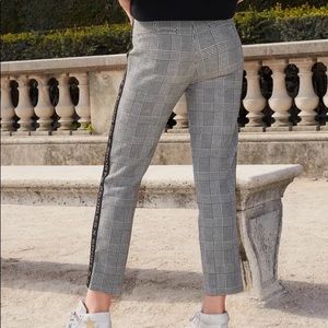 The Kooples Loose Fit Houndstooth Trousers with Side Logo Detail